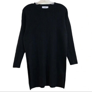 AZUL by Moussy Designer Black Ribbed Knit Pullover Crew Neck Tunic Sweater Small